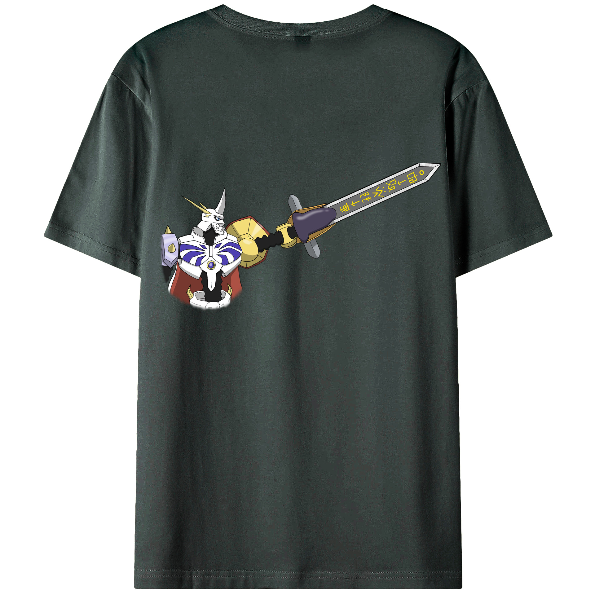 （画像用） Digimon デジタルモンスター/デジモン 綿100％ メンズ半袖Tシャツ（バックプリント） 通気性